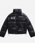 Off Season Eagles Faux Leather Black Puffer Jacket