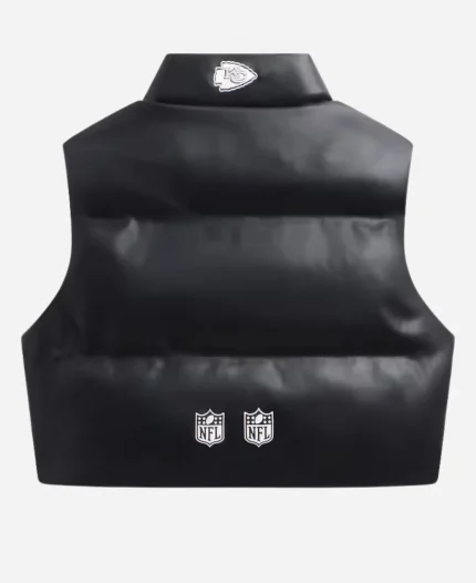 Off Season Kansas City Chiefs Faux Leather Cropped Black Puffer Vest