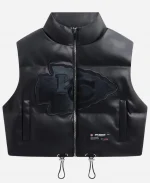 Off Season Kansas City Chiefs Faux Leather Cropped Puffer Vest