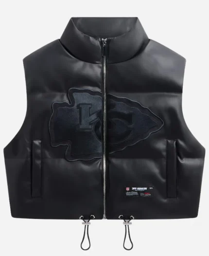 Off Season Kansas City Chiefs Faux Leather Cropped Puffer Vest