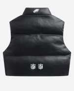 Off Season Philadelphia Eagles Faux Leather Cropped Black Puffer Vest