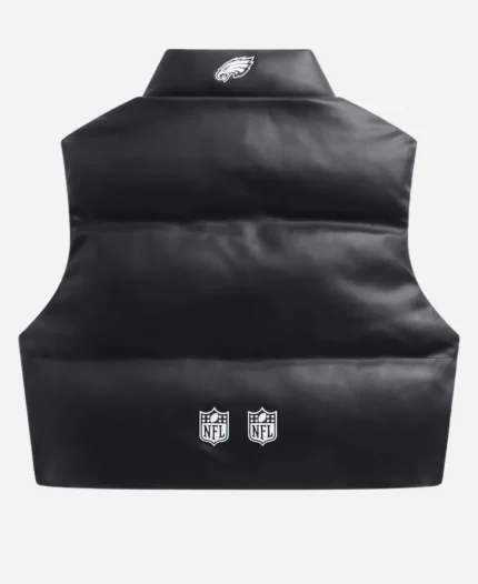 Off Season Philadelphia Eagles Faux Leather Cropped Black Puffer Vest