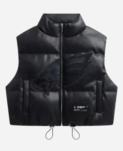 Off Season Philadelphia Eagles Faux Leather Cropped Puffer Vest