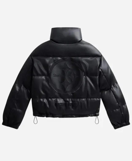 Off Season Pittsburgh Steelers Faux Leather Black Puffer Jacket