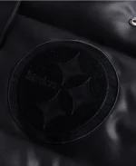 Off Season Pittsburgh Steelers Faux Leather Puffer Jacket- Black