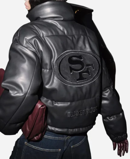 Off Season San Francisco 49ers Faux Leather Black Puffer Jacket