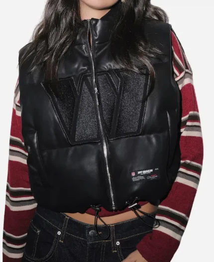 Off Season Washington Commanders Faux Leather Cropped Puffer Vest
