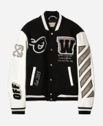 Off-White Blend & leather Bomber Jacket - Black