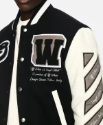 Off-White Embroidered Patches Blend And leather Bomber Jacket - Black & White