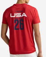 Olympic Team USA 2026 Stretch Jersey Red T-Shirt