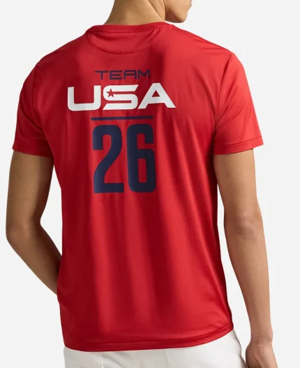 Olympic Team USA 2026 Stretch Jersey Red T-Shirt