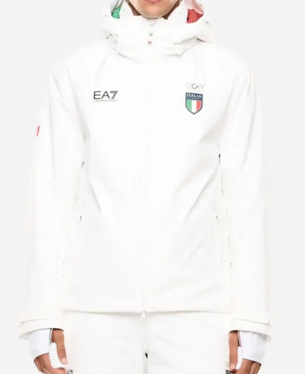 Olympics Team Italy 2026 Winter EA7 Emporio White Bomber Jacket 