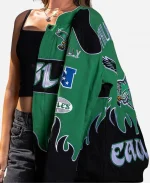 Philadelphia Eagles Premium Racing Bomber Jacket - Kelly Green