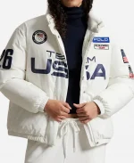 Polo Ralph Lauren Olympic Team USA 2026 Graphic Down White Puffer Full-Zip Jacket