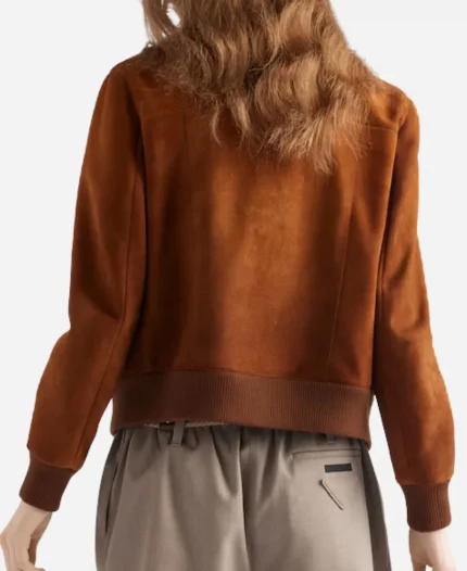 Prada Brown Suede Blouson Bomber Jacket