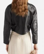 Prada Cropped Biker Black Leather Zipper Jacket