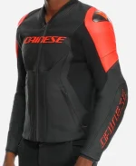 Racing 5 Perforated Black And Red Leather Motorcycle Jacket