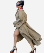 Rihanna Showed Off Some Major Leg Los Angeles Celine Chain Belt Beige Trench Coat