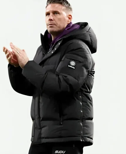 Rob Edwards Wolverhampton Wanderers F.C. Manager 2025 Black Hooded Puffer Jacket