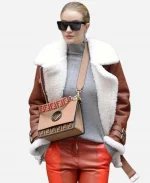Rosie Huntington-Whiteley Brown Shearling Jacket