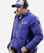 Sean McDermott Bills vs Steelers 2025 Football Buffalo Bills Coach Blue Puffer Jacket