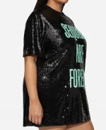 Sequins Are Forever Black & Mint Green T-Shirt Dress - For Sale