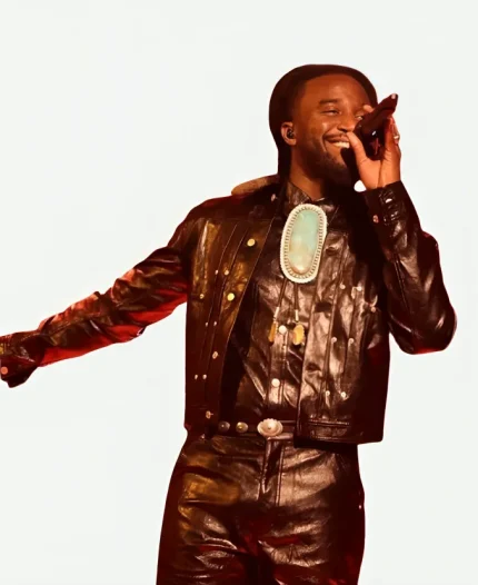 Shaboozey Black Leather Jacket