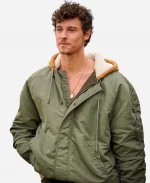 Shawn Mendes Paris Fashion Week Green Oversized Hooded Bomber Jacket