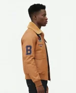 Sherpa & Patches Vintage Brown Leather Jacket