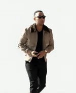 Singer John Legend Los Angeles Street Style Shearling Bomber Jacket