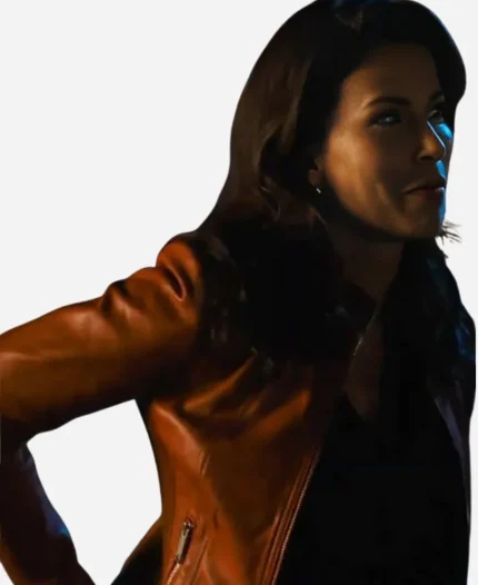 Sofia Pernas Tv Series Tracker Season 02 Billie Matalon Brown Leather Jacket