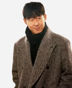 Son HeungMin Grey Tweed Coat