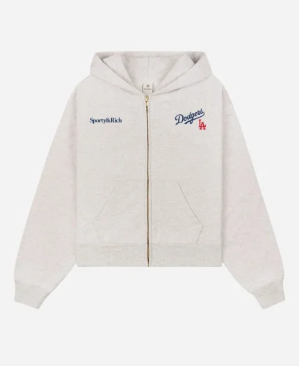 Sporty & Rich Dodgers Serif Cropped Zip Hoodie