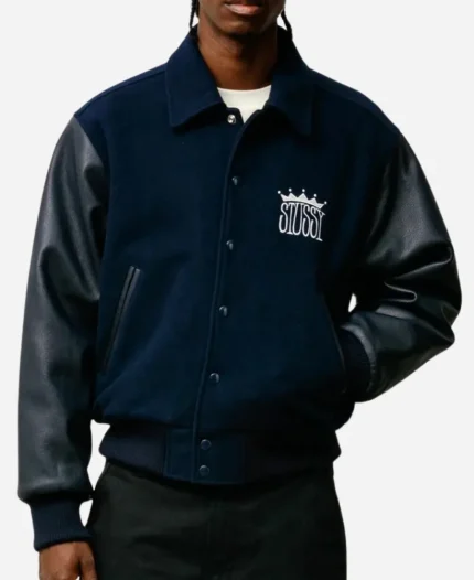 Stussy King Navy Varsity Jacket