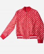 Supreme x Louis Vuitton Baseball Red Leather Bomber Varsity Jacket