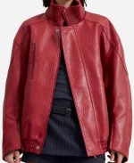 Taylor Swift Chiefs vs Broncos Leather Bomber Jacket - Red