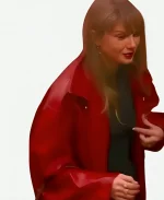 Taylor Swift Chiefs vs Broncos Red Leather Jacket