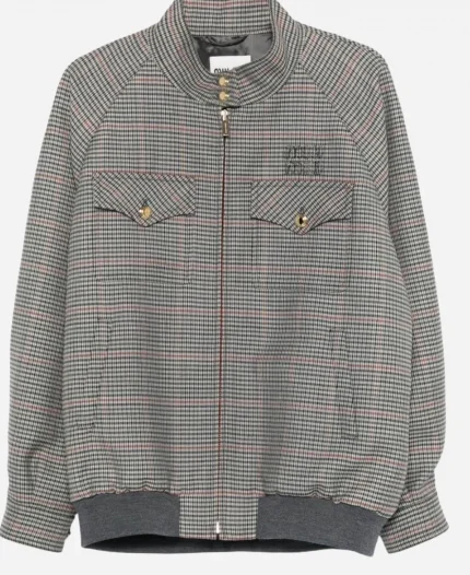 Taylor Swift Chiefs vs Texans Plaid Wool Bomber Jacket - Grey