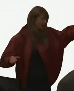 Taylor Swift KC Chiefs vs Denver Broncos Red Leather Jacket