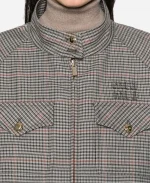 Taylor Swift Kansas City Chiefs vs Houston Texans Check Oversized Zip Up Wool Bomber Jacket