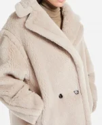 Taylor Swift Late Show Short Teddy Bear Icon Beige Coat