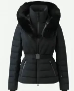 Tess Willey Black Fur-Trim Hooded Down Coat