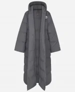 The North Face Skims Nuptse Wrap Parka Grey Puffer Coat