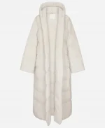 The North Face Skims Nuptse Wrap Parka White Hooded Puffer Coat