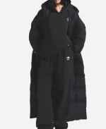 The North Face x Skims Nuptse Wrap Parka Black Hooded Puffer Coat