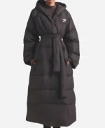 The North Face x Skims Nuptse Wrap Parka Brown Hooded Puffer Coat