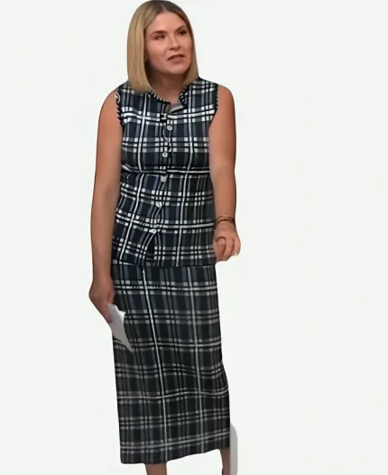 The Today Show 2025 Jenna Bush Hager Sleeveless Plaid Jacquard Top