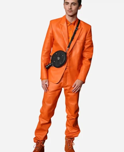 Timothée Chalamet A24’s LA Premiere Marty Leather Suit