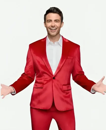 Tv Series So2 Finding Mr. Christmas Jonathan Bennett Red Satin Suit
