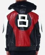 Unisex 8 Ball 90s Fur Parka Hooded Leather Bomber Jacket